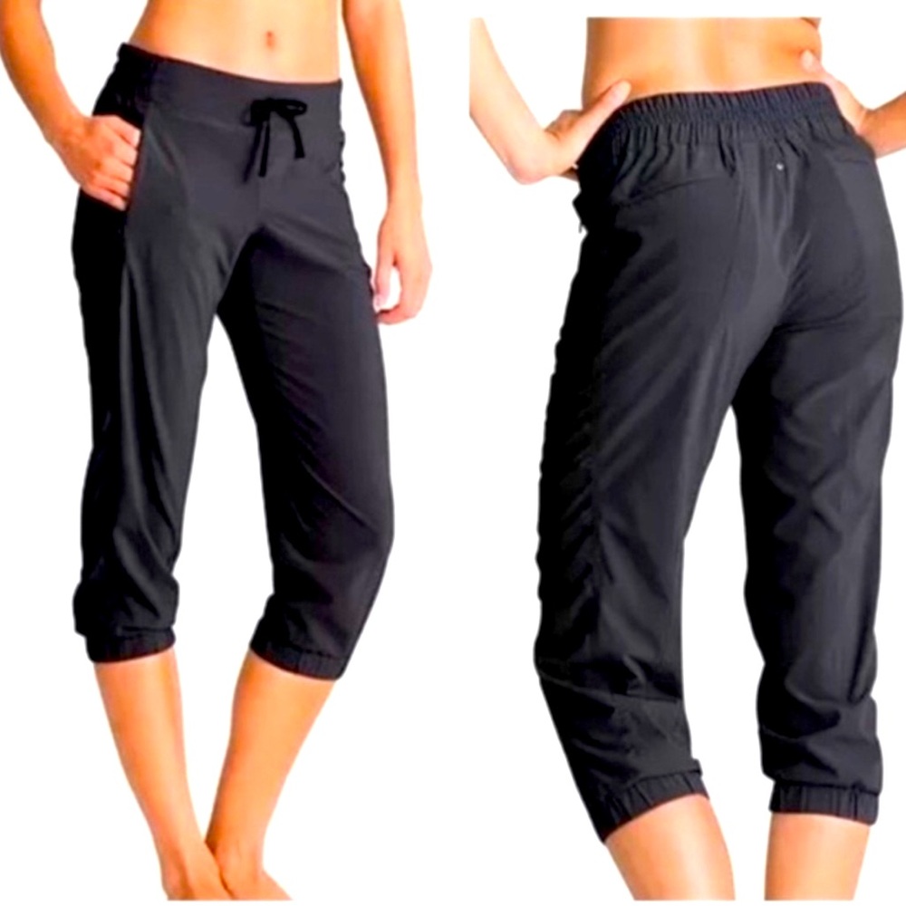 Athleta La Viva Capri Mid Rise Straight Leg Crop Athletic Pants Olive Green 4 - Picture 2 of 6